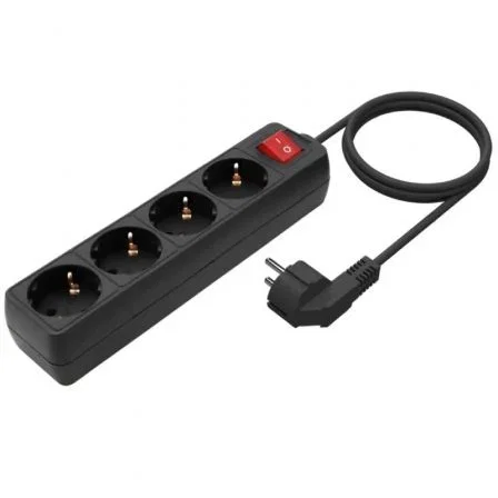 Aisens Regleta 4 Tomas con Interruptor, Cable 1.4m, Negro, A154-0650